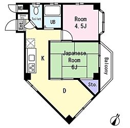 西方ビル 2DKの間取図画像