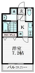 ヴェルデ三軒茶屋 2階1Kの間取り