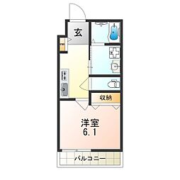 阪急千里線 下新庄駅 徒歩4分の賃貸マンション 2階1Kの間取り