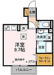 La Luce奏の杜 1階ワンルームの間取り