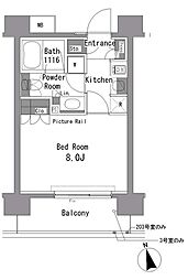 パークアクシス渋谷桜丘WEST ワンルームの間取図画像