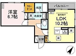 町田市中町3丁目アパート 1LDKの間取図画像