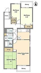 ランテルナ山王 3LDKの間取図画像