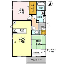 プレジール 2LDKの間取図画像