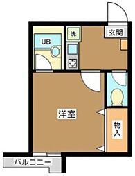 西郊ロッヂング 1Kの間取図画像