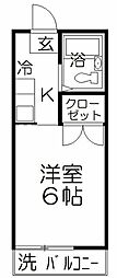 コーポ園 1Kの間取図画像