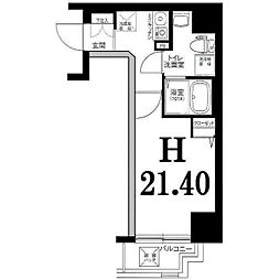 グリフィン横浜・セントラルステージ 1Kの間取図画像