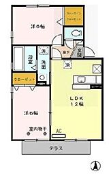 ロイヤルガーデン吉川A 2LDKの間取図画像