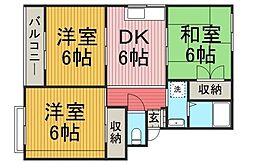 ライフコア橋本 2階3DKの間取り