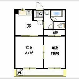 高階マンション 2DKの間取図画像