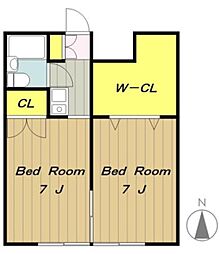 ハイツ井上C 2階2Kの間取り