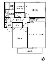 グリーンアヴェニューH 2LDKの間取図画像