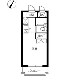 スカイコート川崎4 ワンルームの間取図画像