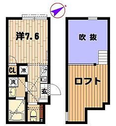 シュリップ溝の口 2階1Kの間取り