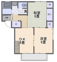 サニーハイツ大厩 2DKの間取図画像