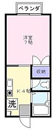 アロー第2 1Kの間取図画像