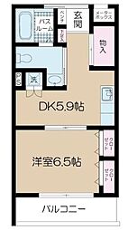 ルミエール綱島2号館 1DKの間取図画像