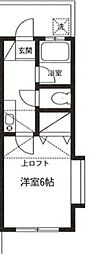 カーサフローラ安斎 2階1Kの間取り
