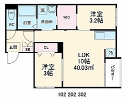 セレーノ東林間 2LDKの間取図画像