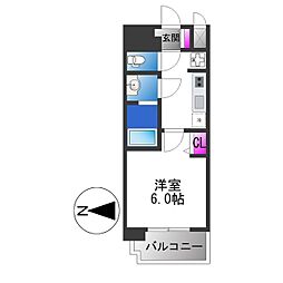 アドバンス大阪ベクエム 1Kの間取図画像