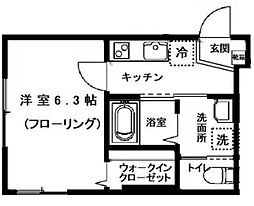 アインスコート 1階1Kの間取り