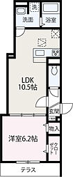 クラールホヌ 1階1LDKの間取り