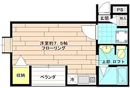 メナテシア ワンルームの間取図画像