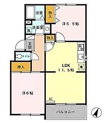 グリーンパークマルオカ 2LDKの間取図画像