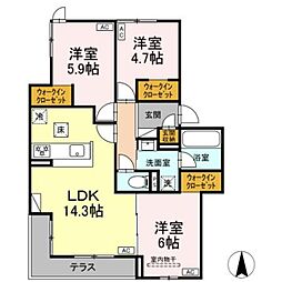 (仮称)DーROOM長泉町竹原分譲PJ 工事 3LDKの間取図画像