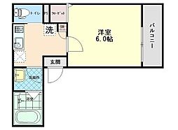 インディゴノワール川越 3階1Kの間取り