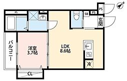 robothome谷塚 1LDKの間取図画像