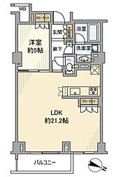 シティハウス仙川 1LDKの間取図画像