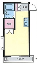 セントラルハイム 1階ワンルームの間取り