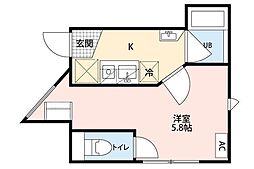LUORE HATAGAYA 1Kの間取図画像
