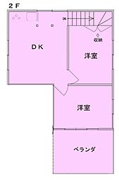 GALA若松町 2階2DKの間取り