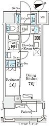 リビオメゾン御茶ノ水EAST 1DKの間取図画像
