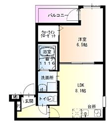 西宮市今津野田町アパート 1LDKの間取図画像