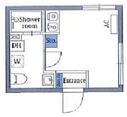 クリプトシーン大森 2階ワンルームの間取り