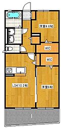 ハイム老司 2LDKの間取図画像