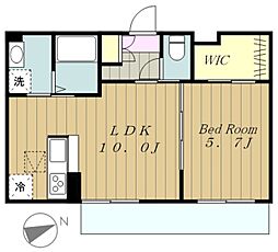 RiverWind2 1LDKの間取図画像