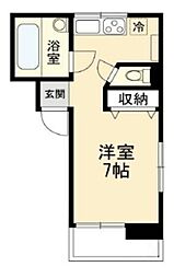 三田東中野コーポ ワンルームの間取図画像