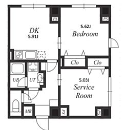 プラチナフォルム駒込 2階1SDKの間取り