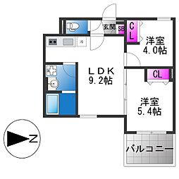 D porta granz 2LDKの間取図画像