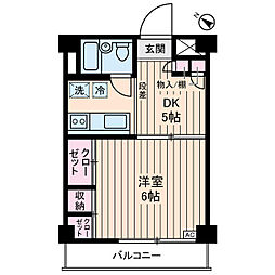 成城ロイヤルマンション 1DKの間取図画像