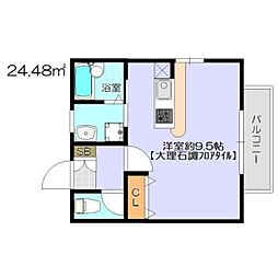 Aレガート和白2 ワンルームの間取図画像