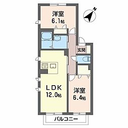 シャーメゾン泉陽B 2LDKの間取図画像