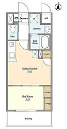 アクシーズタワー川口8 1DKの間取図画像
