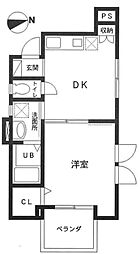 ノベルコート曳舟 2階1DKの間取り