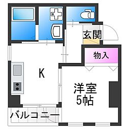 美章園メゾン寿 1Kの間取図画像