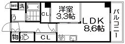 ルミエール星田 1LDKの間取図画像